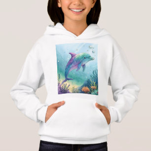 Wasserfarben gemalter Delfin Hoodie