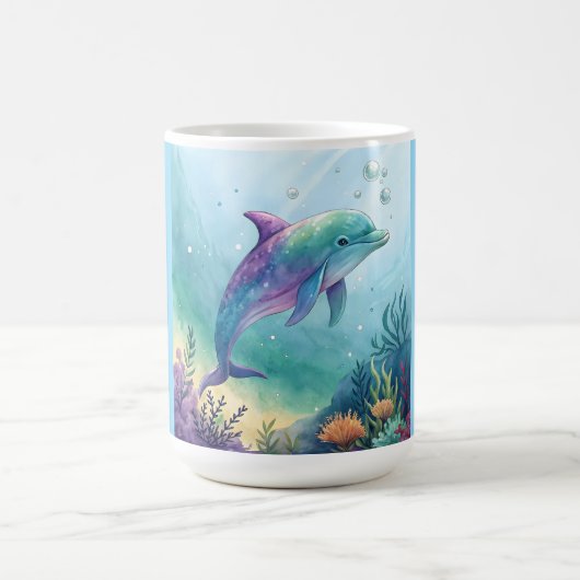 Wasserfarben gemalter Delfin Kaffeetasse (Mittel)