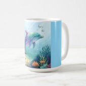 Wasserfarben gemalter Delfin Kaffeetasse (VorderseiteRechts)