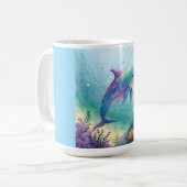 Wasserfarben gemalter Delfin Kaffeetasse (Vorderseite Links)