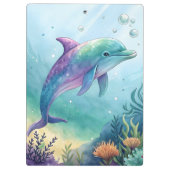 Wasserfarben gemalter Delfin Klemmbrett (Rückseite)