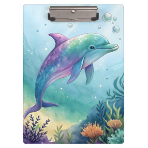 Wasserfarben gemalter Delfin Klemmbrett