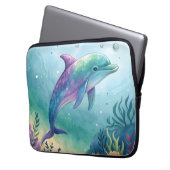 Wasserfarben gemalter Delfin Laptopschutzhülle (Vorderseite Links)