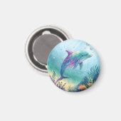 Wasserfarben gemalter Delfin Magnet (Vorderseite/Rückseite)