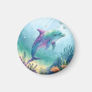 Wasserfarben gemalter Delfin Magnet