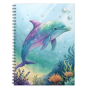 Wasserfarben gemalter Delfin Notizblock