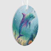 Wasserfarben gemalter Delfin Ornament (Vorderseite)