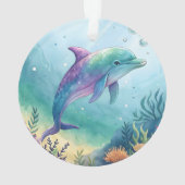 Wasserfarben gemalter Delfin Ornament (Rückseite)
