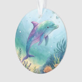 Wasserfarben gemalter Delfin Ornament (Vorderseite)