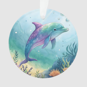 Wasserfarben gemalter Delfin Ornament