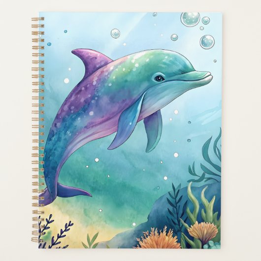 Wasserfarben gemalter Delfin Planer (Vorderseite)