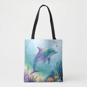 Wasserfarben gemalter Delfin Tasche
