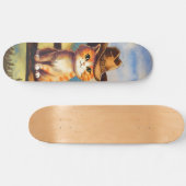 Wasserfarben gemalter Katzenvater Skateboard (Horizontal)