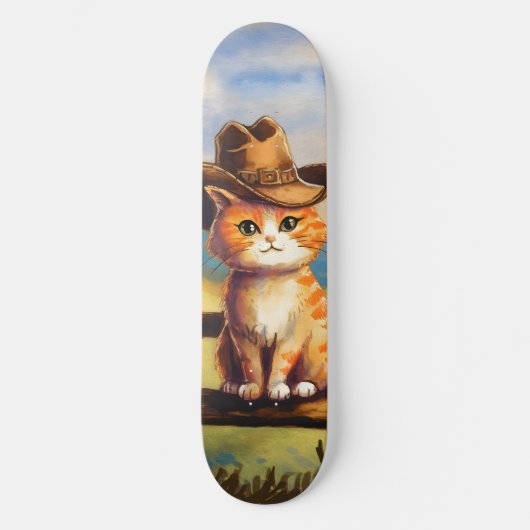 Wasserfarben gemalter Katzenvater Skateboard (Vorderseite)