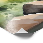 Wasserfarben gemalter Wasserfall Fotodruck (Ecke)