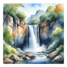 Wasserfarben gemalter Wasserfall