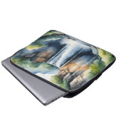 Wasserfarben gemalter Wasserfall Laptopschutzhülle (Vorne Knopf)