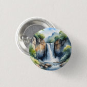Wasserfarben gemaltes Wasserfall Button (Vorne & Hinten)