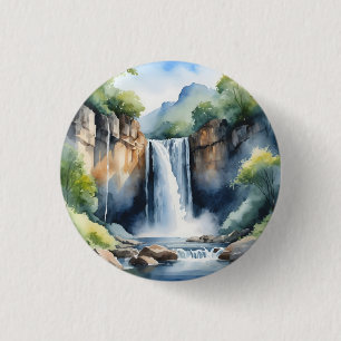 Wasserfarben gemaltes Wasserfall Button
