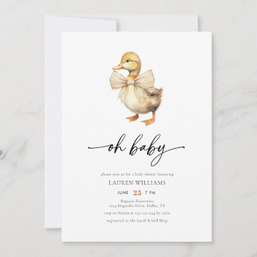 Wasserfarben-Gender-Neutral-Duck-Babydusche Einladung (Vorderseite)