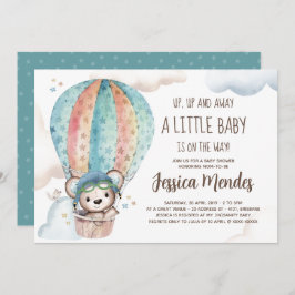 Wasserfarben-Gender-Neutral-Teddy-Bear-Babydusche Einladung