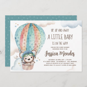 Wasserfarben-Gender-Neutral-Teddy-Bear-Babydusche Einladung