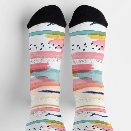 Wasserfarben Geometrisch abstrakt minimalmodern Socken (Oben)