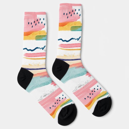 Wasserfarben Geometrisch abstrakt minimalmodern Socken (Rechts)