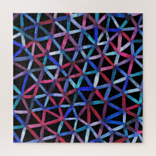 Wasserfarben Geometrisch: Dreiecksrastermuster. Puzzle