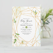 Wasserfarben Geometrische Kristallgrün Kinderdusch Einladung (Stehend Vorderseite)