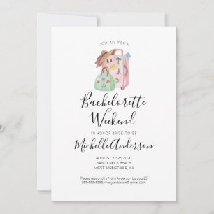 Wasserfarben Gepäck Bachelorette Wochenende Einlad Einladung