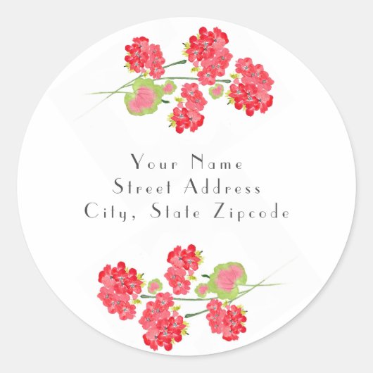 Wasserfarben Geranias Stems Etiketten Runder Aufkleber (Vorderseite)