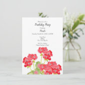 Wasserfarben Geranien 2 Einladung (Stehend Vorderseite)