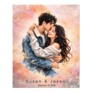 Wasserfarben-Geschenk zum Valentinstag mit individ Fotodruck