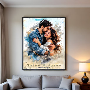 Wasserfarben-Geschenk zum Valentinstag mit individ Poster