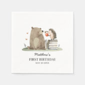 Wasserfarben-Geschichtenbuch-Waldtiere 1. Geburtst Serviette (Vorderseite)