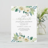 Wasserfarben Geschlecht neutrale Babydusche Weiße  Einladung (Stehend Vorderseite)