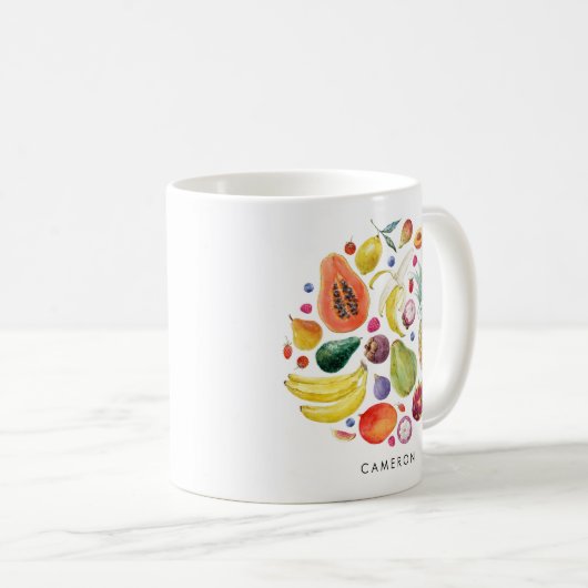 Wasserfarben Gesunde Früchte Cluster Custom Kaffeetasse (VorderseiteRechts)