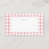 Wasserfarben Gingham Light Pink Diaper Raffel Klei Begleitkarte (Rückseite)
