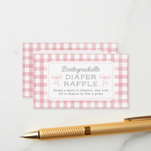 Wasserfarben Gingham Light Pink Diaper Raffel Klei Begleitkarte