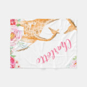 Wasserfarben Giraffe Floral Girl Personalisiert Fleecedecke (Vorderseite (Horizontal))