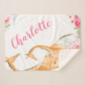 Wasserfarben Giraffe Floral Girl Personalisiert Sherpadecke (Vorderseite (Horizontal))