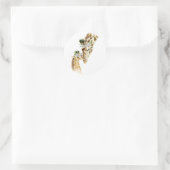 Wasserfarben-Giraffe Mama und Baby Runder Aufkleber (Tasche)