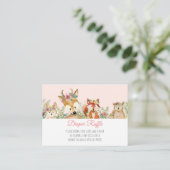 Wasserfarben Girl Boho Deer Fox Bunny Diaper Raffl Begleitkarte (Stehend Vorderseite)