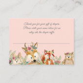 Wasserfarben Girl Boho Deer Fox Bunny Diaper Raffl Begleitkarte (Rückseite)