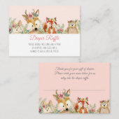 Wasserfarben Girl Boho Deer Fox Bunny Diaper Raffl Begleitkarte (Vorne/Hinten)