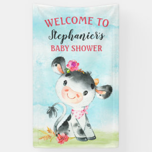 Wasserfarben Girl Cow Baby Dusche Farm Baby Dusche Banner