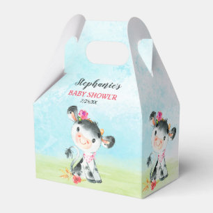 Wasserfarben Girl Cow Baby Duschfarm Geschenkschachtel