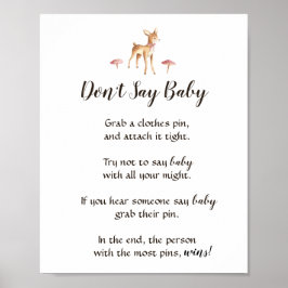 Wasserfarben-Girl-Deer Say Baby Shower Game Poster