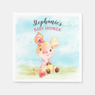 Wasserfarben Girl Piggy Baby Duschfarm Serviette
